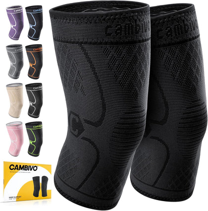 2 Pack Knee Braces for Women & Men, Knee Compression Sleeves for Knee Pain Relief, Knee Support with Non-Slip