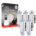 GE in-Wall Switch, 3-Way, Paddle Rocker, White, 5 Pack