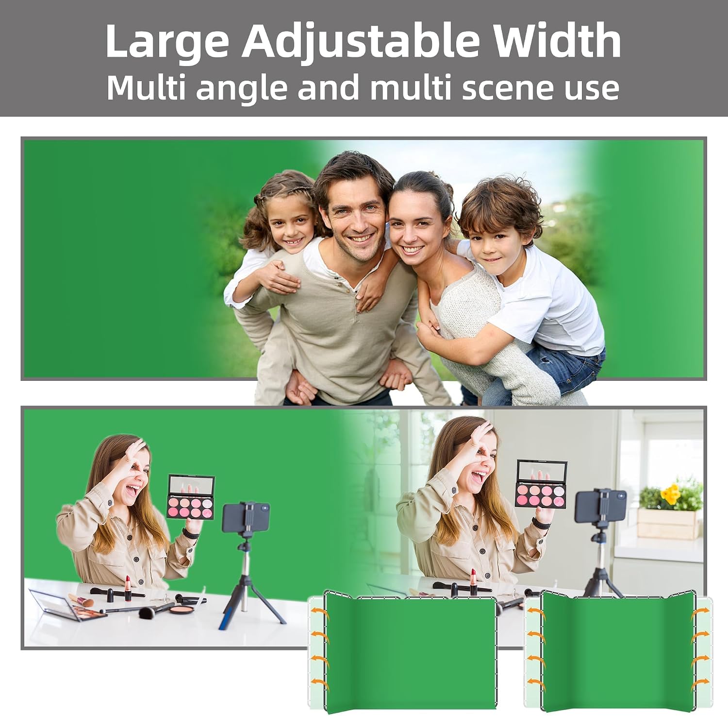 7.87ft x 13.12ft Green Screen Backdrop Kit with Stand | Adjustable Background, Large Collapsible Backdrop for Studio