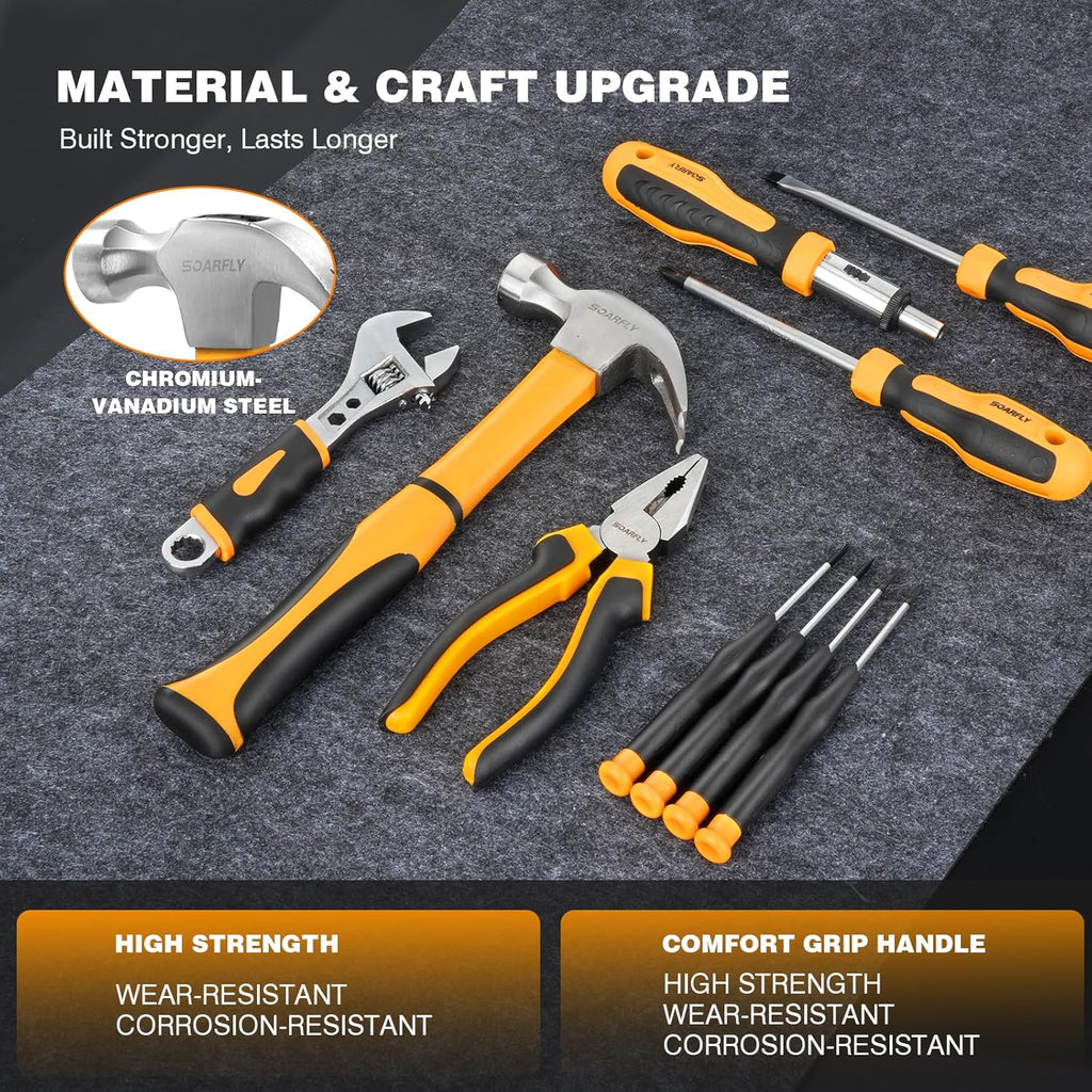 Upgraded 180 Piece Tool Set, Tool Kit with 8V Cordless Drill Set, General Household Hand Drill Kit for Men and Women