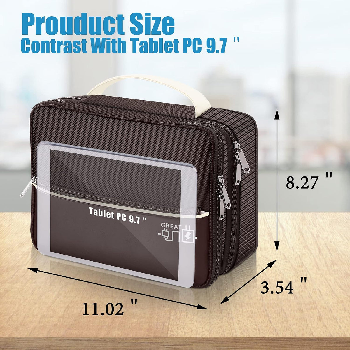 Electronics Travel Organizer, Double Layer Cable Organizer Bag Watreproof Electronics Accessories Storage Bag for