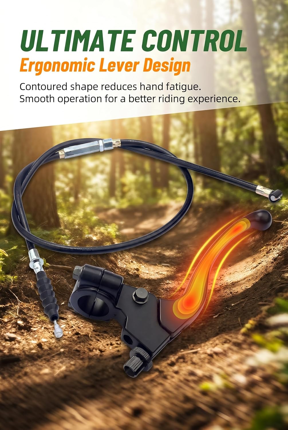 7/8" Left Clutch Lever Handle Cable, Motorcycle Left Clutch Brake Lever Perch Assembly, Waterproof Break-Proof Handle Grip Set for 50cc 70cc 90cc 110cc 125cc 150cc Motocross ATVs (Black)