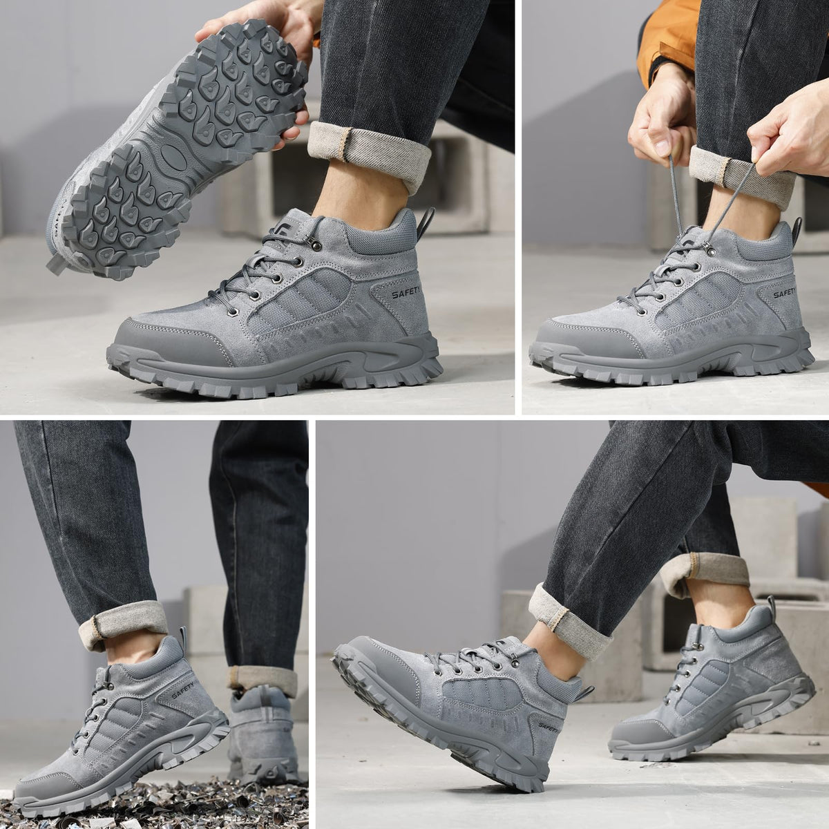 Men's Steel Toe Work Boots, Puncture Resistant, Mid-Ankle