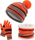 Kids Winter Hat Gloves Scarf Set: Girls Boys Beanie Fleece Lined Ages 6-10 | Kids Beanie Hats Gloves Neck Warmer Knit