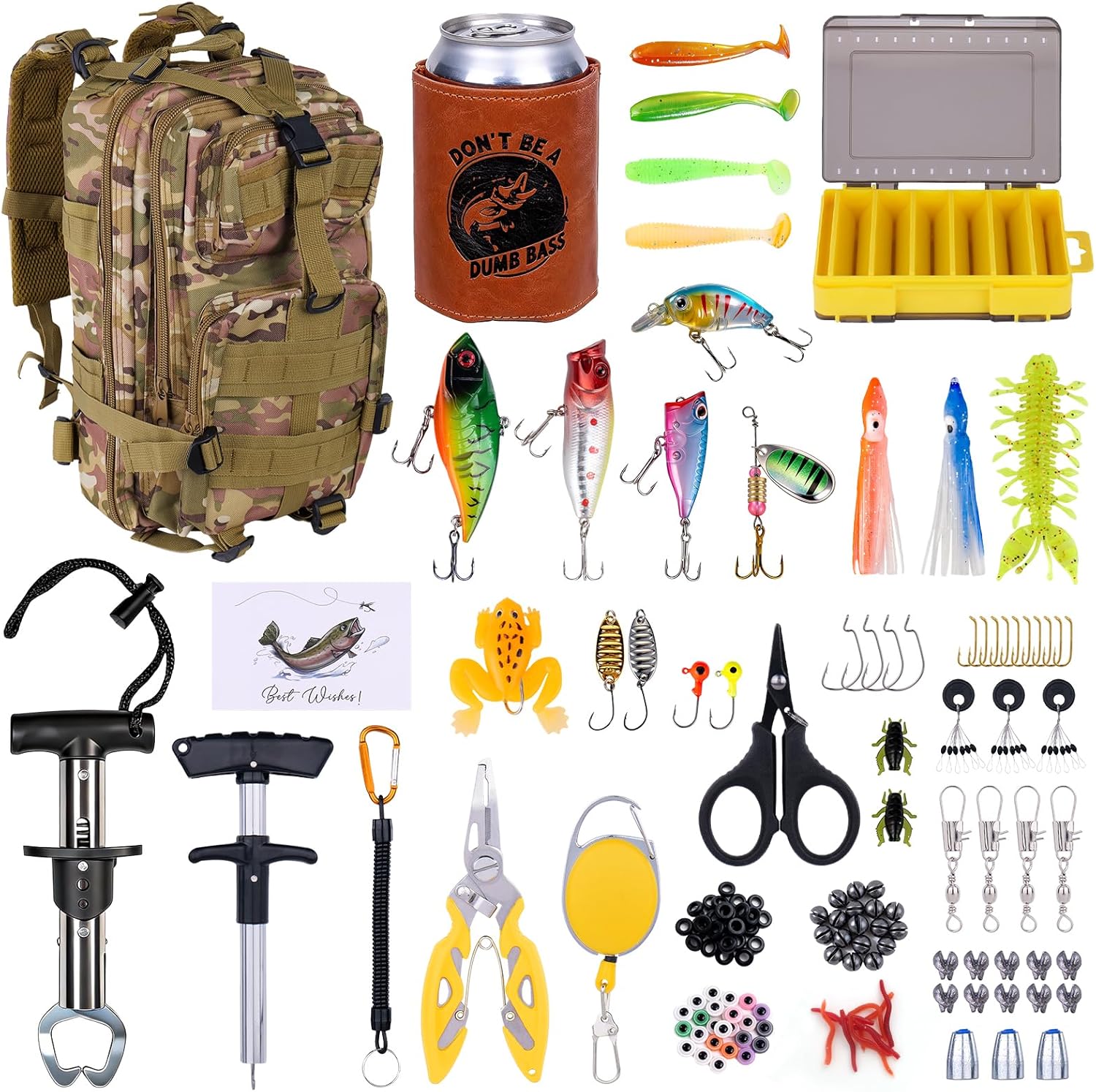 Fathers Day Fishing Gifts for Men Dad Grandpa, Dad Fishing Backpack Gear Kit Lures Tackle Box Gift, Best Gifts for