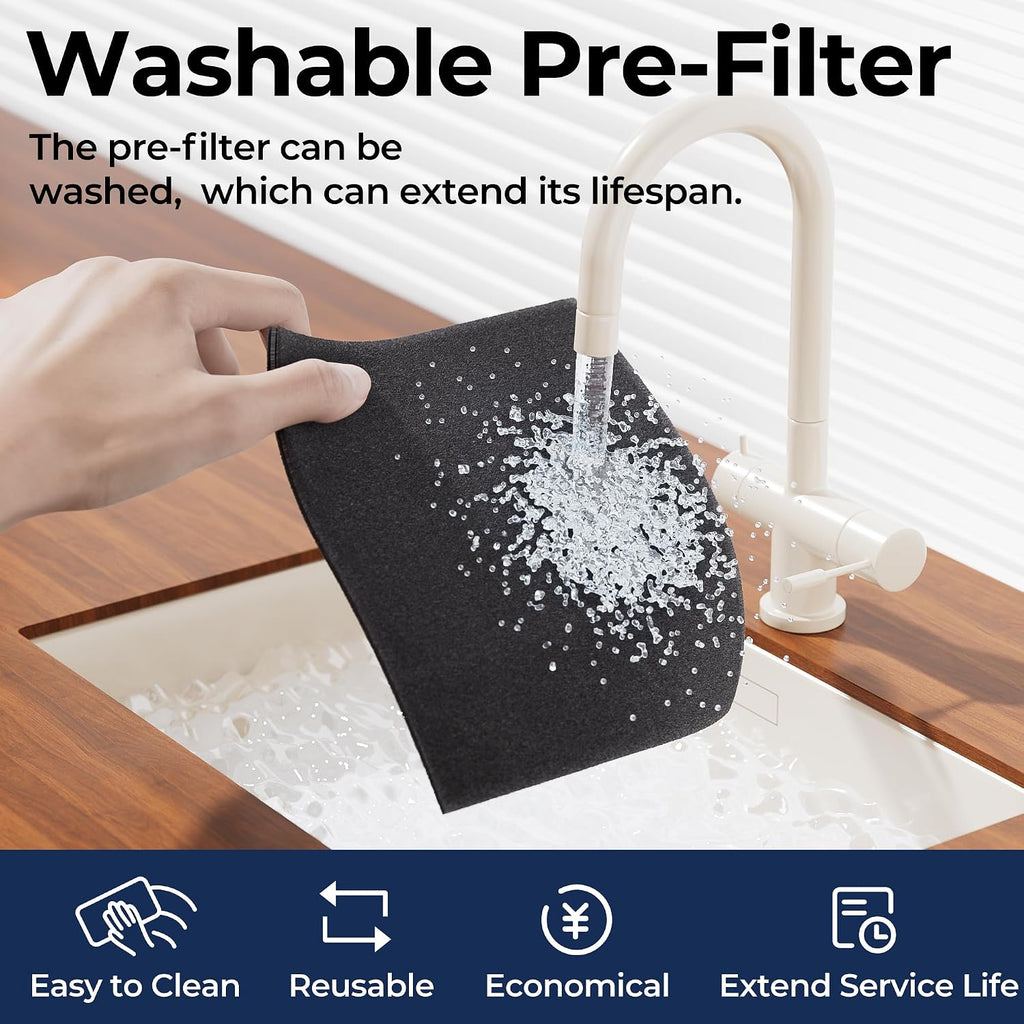 Air Purifier for Home Pet Up to 2200Ft² Pre-Filter Washable Black | HEPA Filter for Wildfire Smoke, PM2.5 Air Quality