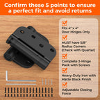 3 Pack Self Closing Door Hinges 4 Inch Black 5/8" Radius Corners