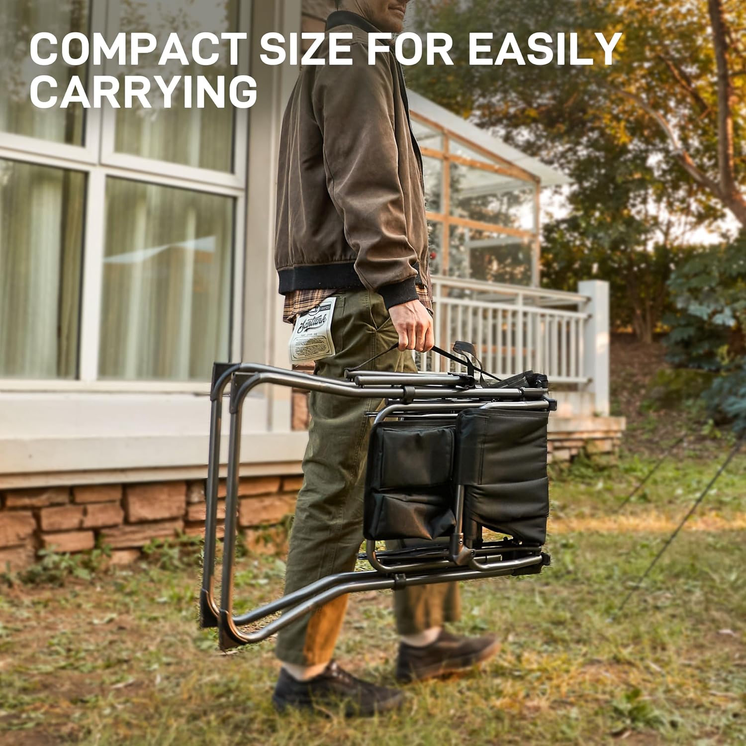 Portable 30.7" Seat Height Tall Folding Camping Chair Directors Chair High Foldable Bar Stool with Side Table for