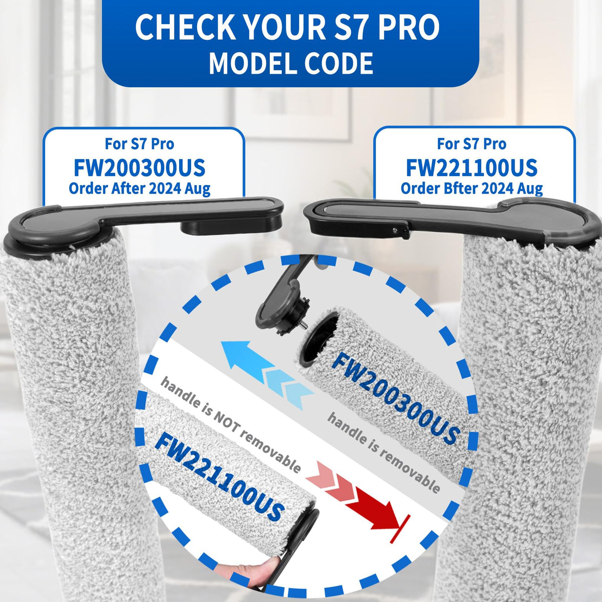 Replacement Roller Brushes & Filter for Tineco S7 Pro