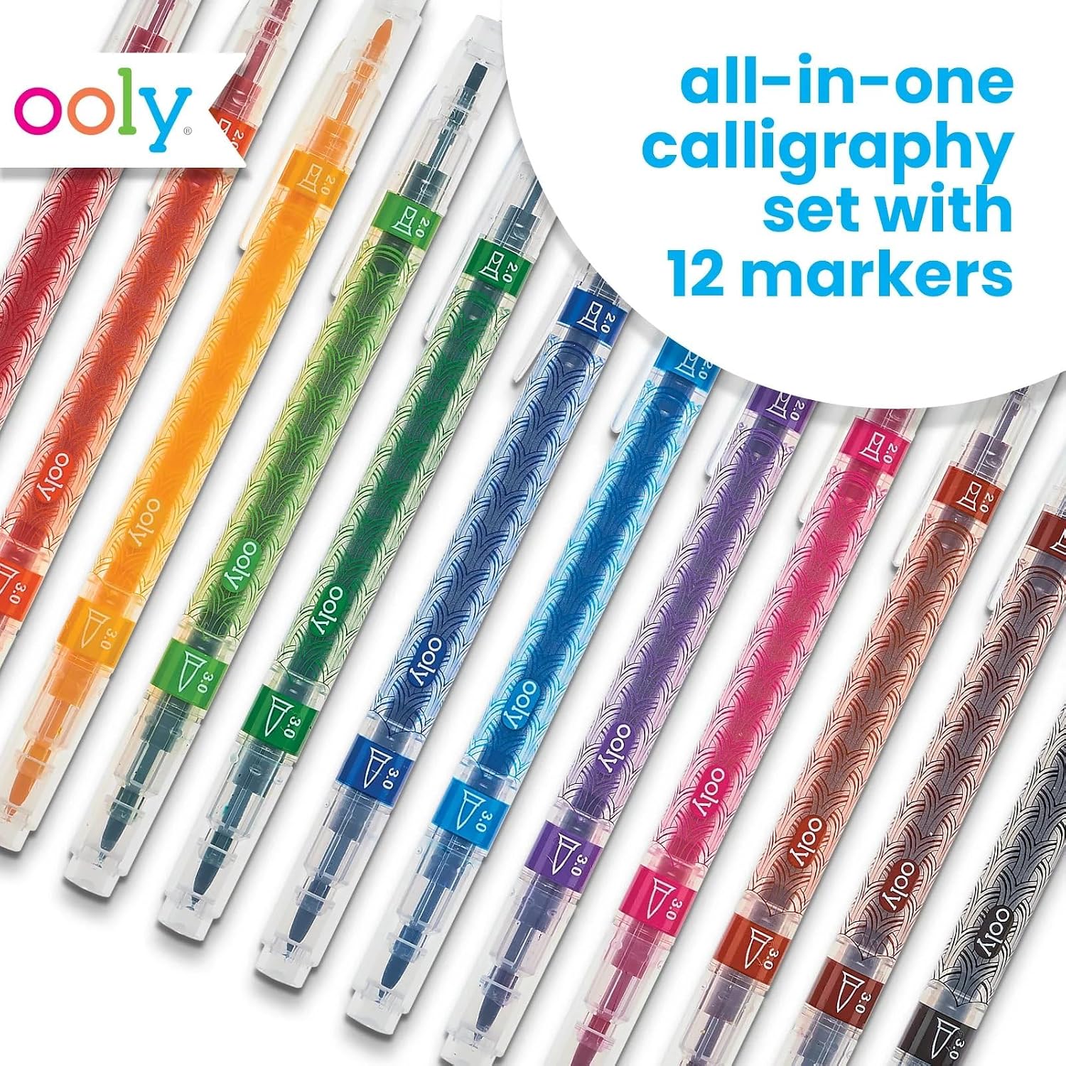 Calligraphy Duo - 12 Double Ended Calligraphy Pens for Writing & Hand Lettering, Dual Tip Pens for Beginners or Kids