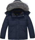 Boys' Winter Coat Waterproof Puffer Jacket with Detachable Hood | Removable Faux Fur Hood,5000mm Waterproof,Fleece