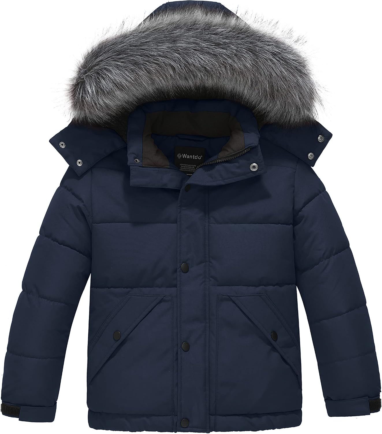 Boys' Winter Coat Waterproof Puffer Jacket with Detachable Hood | Removable Faux Fur Hood,5000mm Waterproof,Fleece
