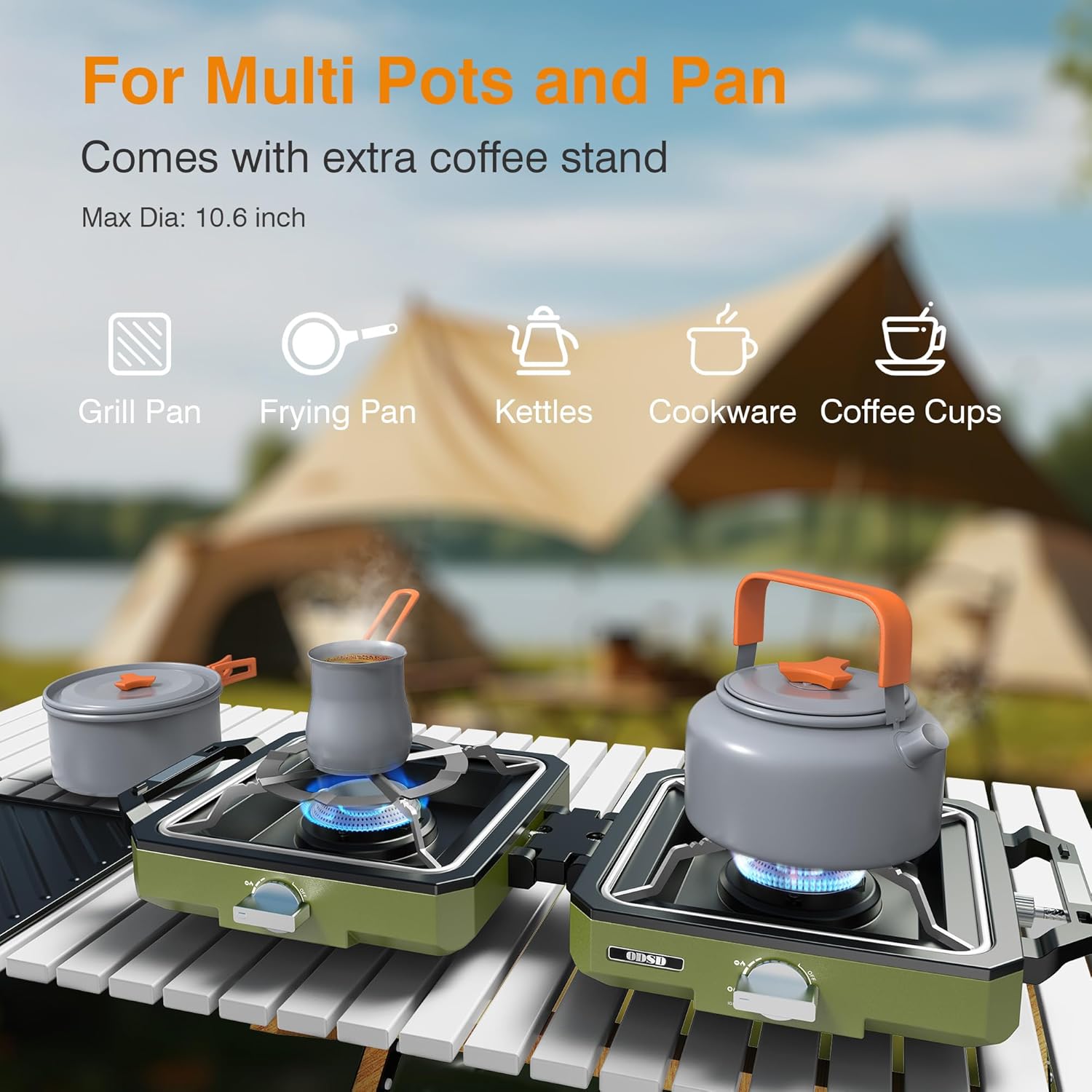 2 Burner Camping Stove with Windshield, 20000 BTU Propane Camp Stove, Portable Folding Gas Stove, Camping Essentials