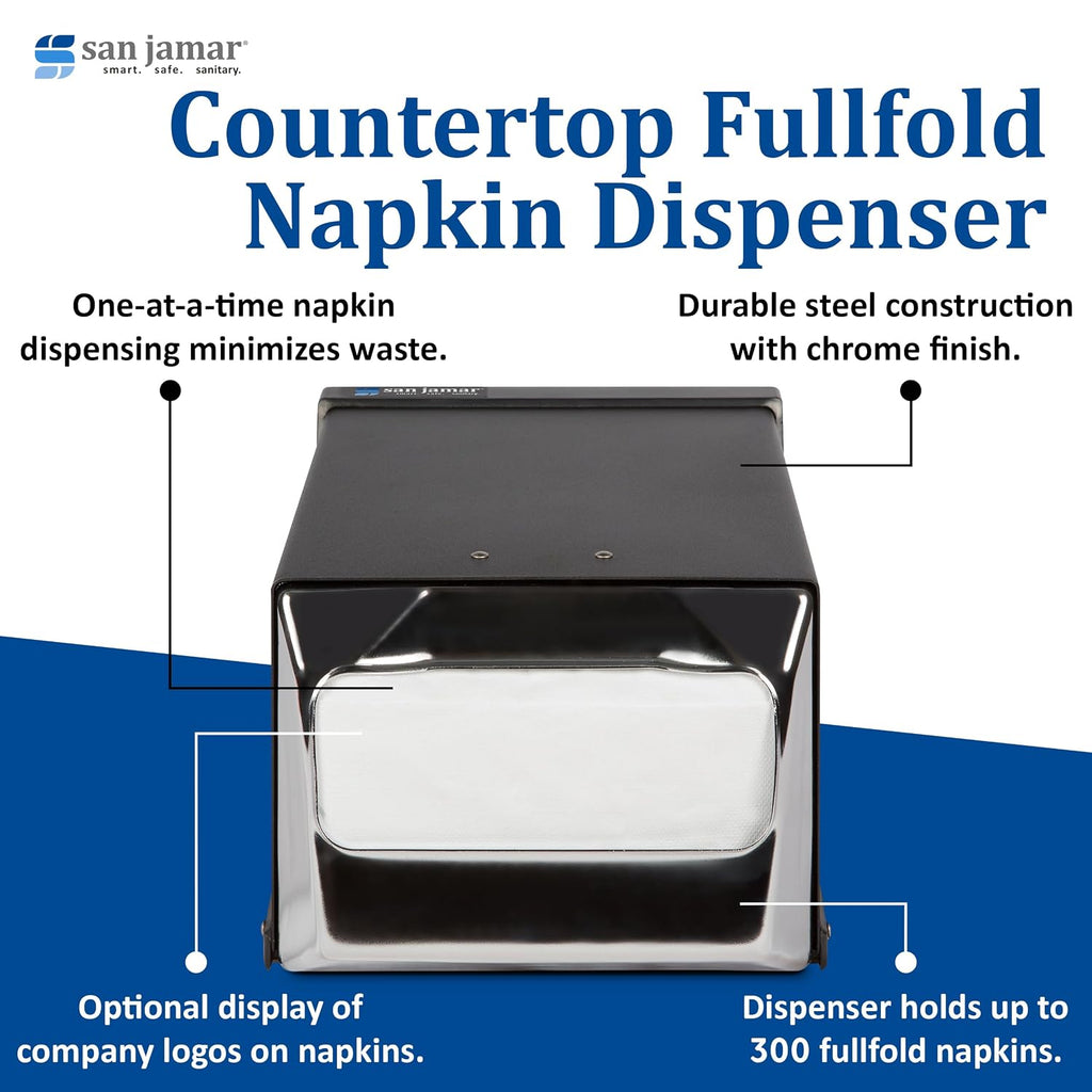 H3001BKC Countertop Napkin Dispenser, 7 5/8w x 11d x 5 1/2h, Capacity: 300 Napkins, Black