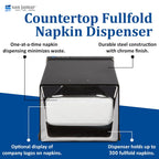H3001BKC Countertop Napkin Dispenser, 7 5/8w x 11d x 5 1/2h, Capacity: 300 Napkins, Black