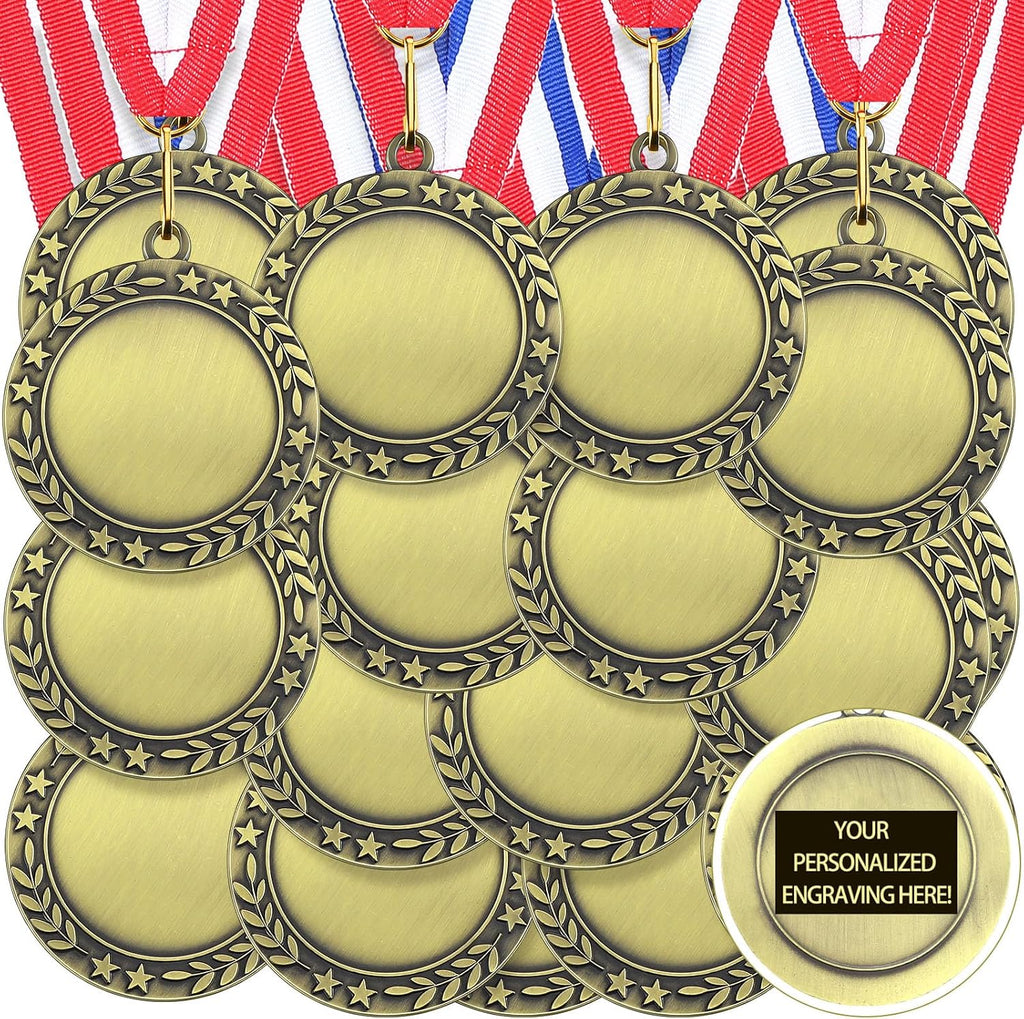 24 Pcs Blank Medals for Awards with Neck Ribbons | Custom Medals Winner Participation Blank Award Make Your Own Kit