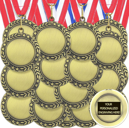 24 Pcs Blank Medals for Awards with Neck Ribbons | Custom Medals Winner Participation Blank Award Make Your Own Kit