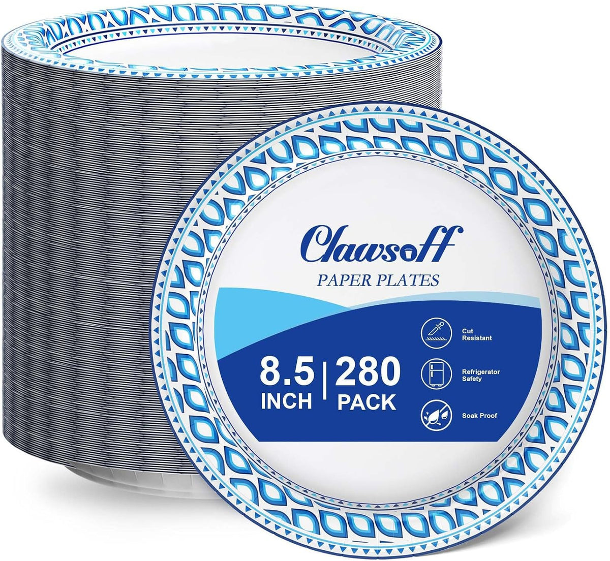 8.5 Inch 280 Count Paper Plates Heavy Duty Disposable Plates Blue