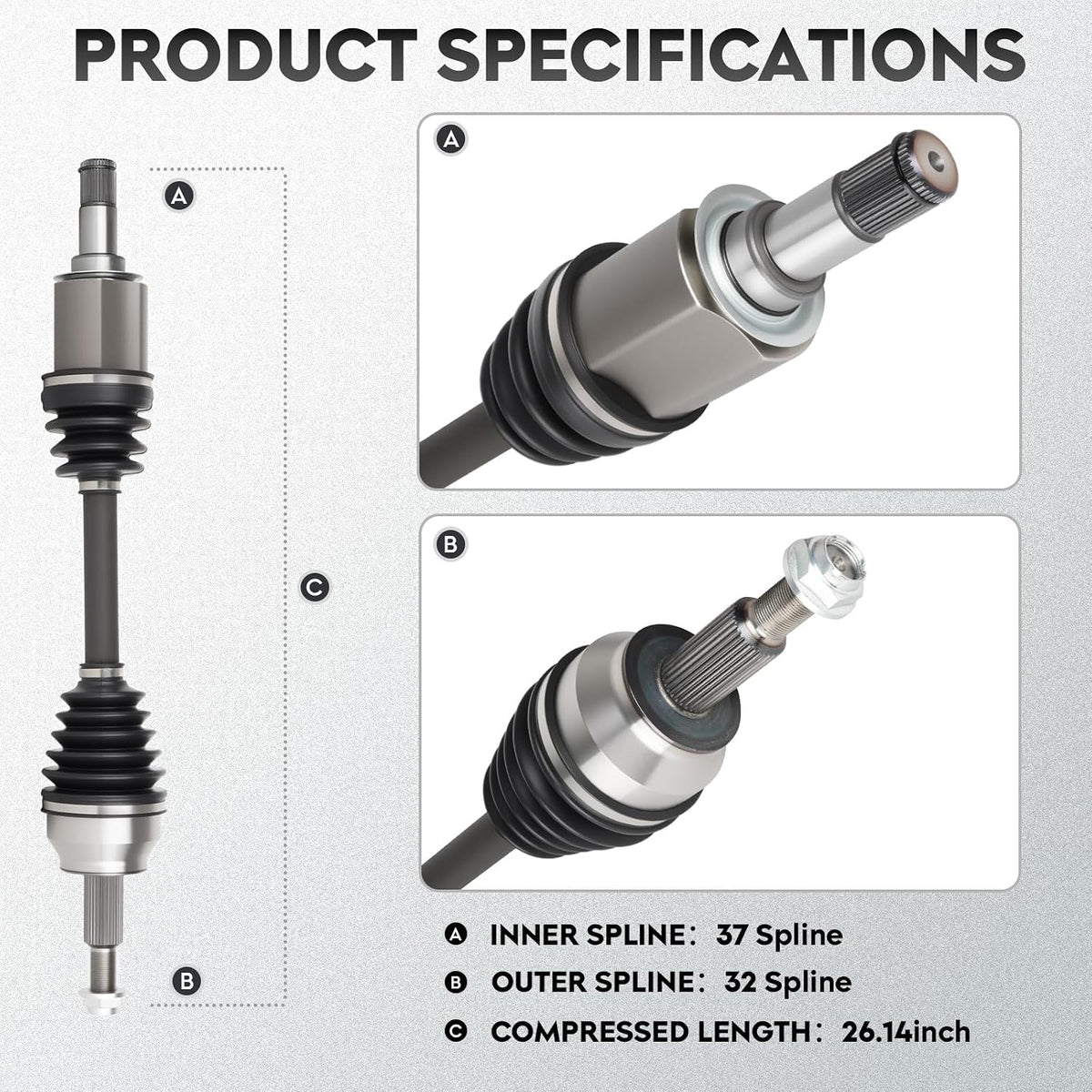 ILONPA NEW Front Left CV Axle Shaft Assembly CV Joint, Driver Side