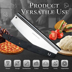 13.8 Inch Pizza Cutter Rocker Blade - Easy Slicing - Premium Finish Pizza Slicer with Time Saving Pizza Cutter Rocker