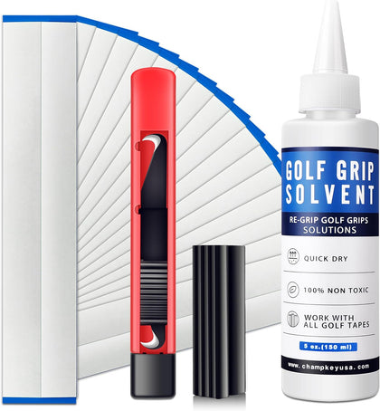 Deluxe Grip Repair Kits for Regripping Golf Clubs - Inlcudes Hook Knife, 2" x 10" Professional Tapes, 5 oz Solvent