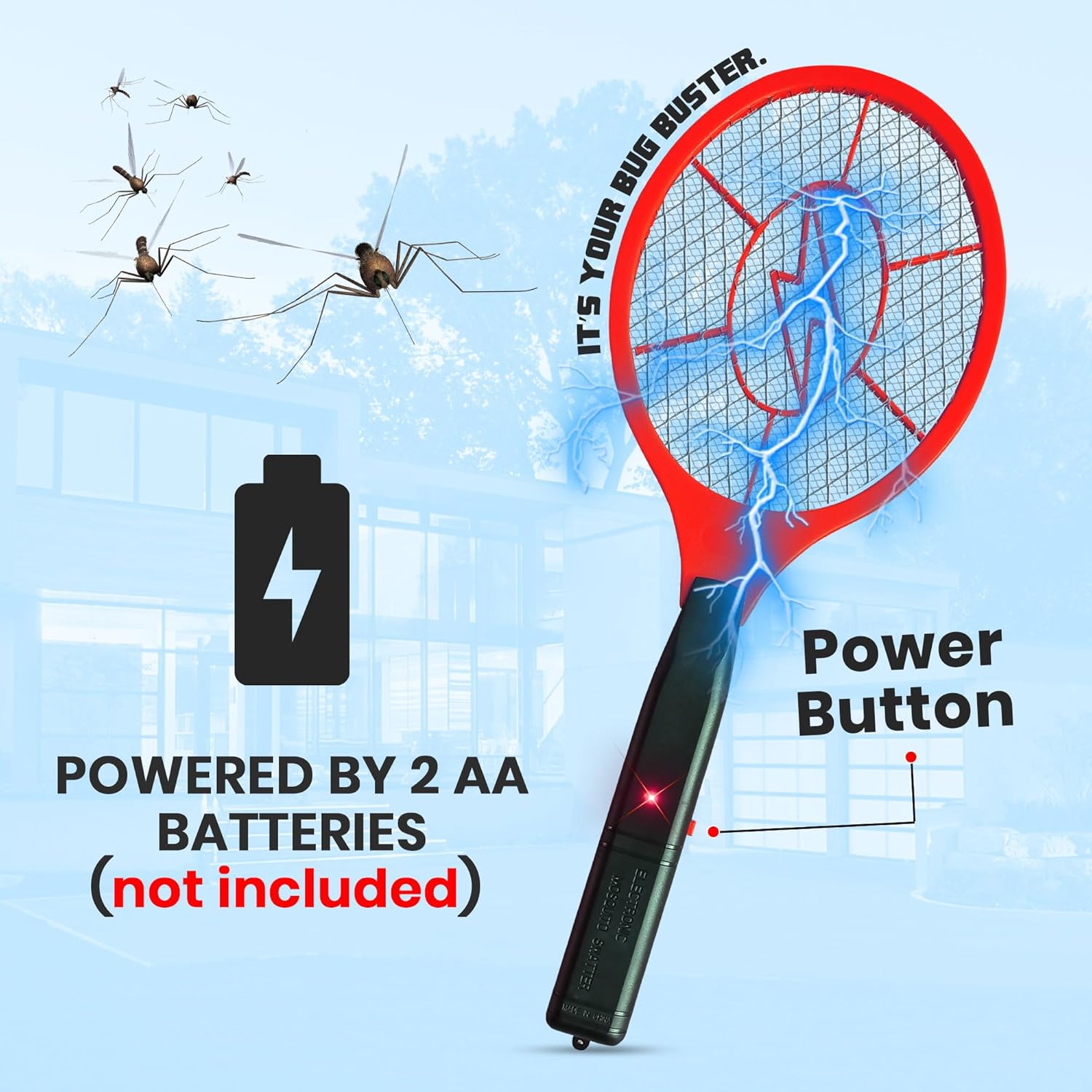 Electric Fly Swatter 2 Pack - 3000V Electric Grid Bug Zapper Racket with Safety Mesh, Handheld Mosquito & Fly Killer