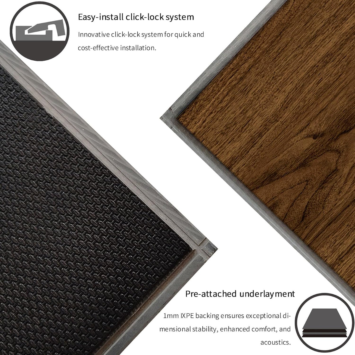 SPC Click Lock Luxury Vinyl Flooring Plank | 21.4 Sq.Ft | Thick 5 mm | Wood Floating LVP Floor Tile| 100% Waterproof