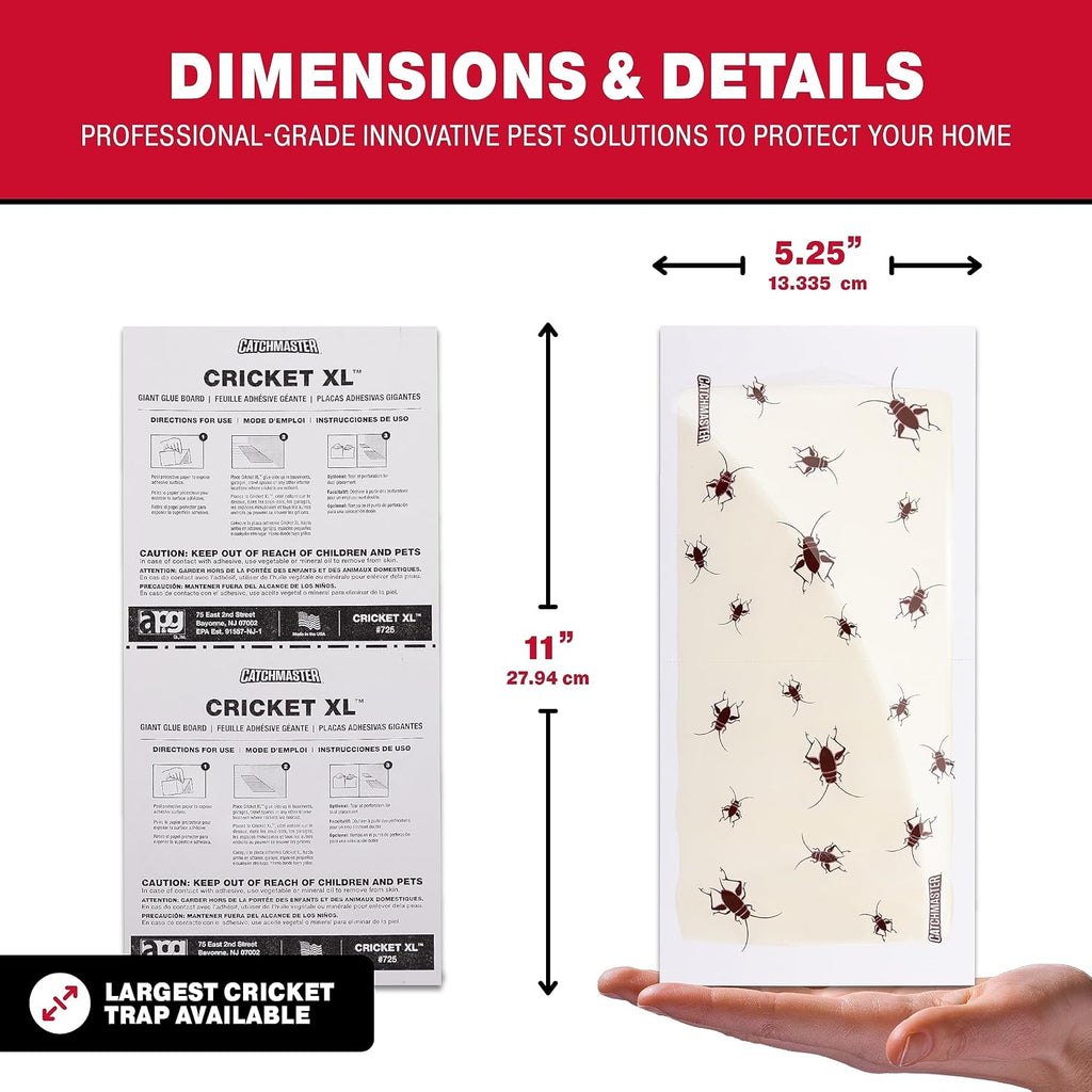 Cricket XL Giant Glue Boards 6-Pk, Adhesive Bug Catcher Cricket Traps Indoor, Sticky Trap for Inside Your Home, Bulk