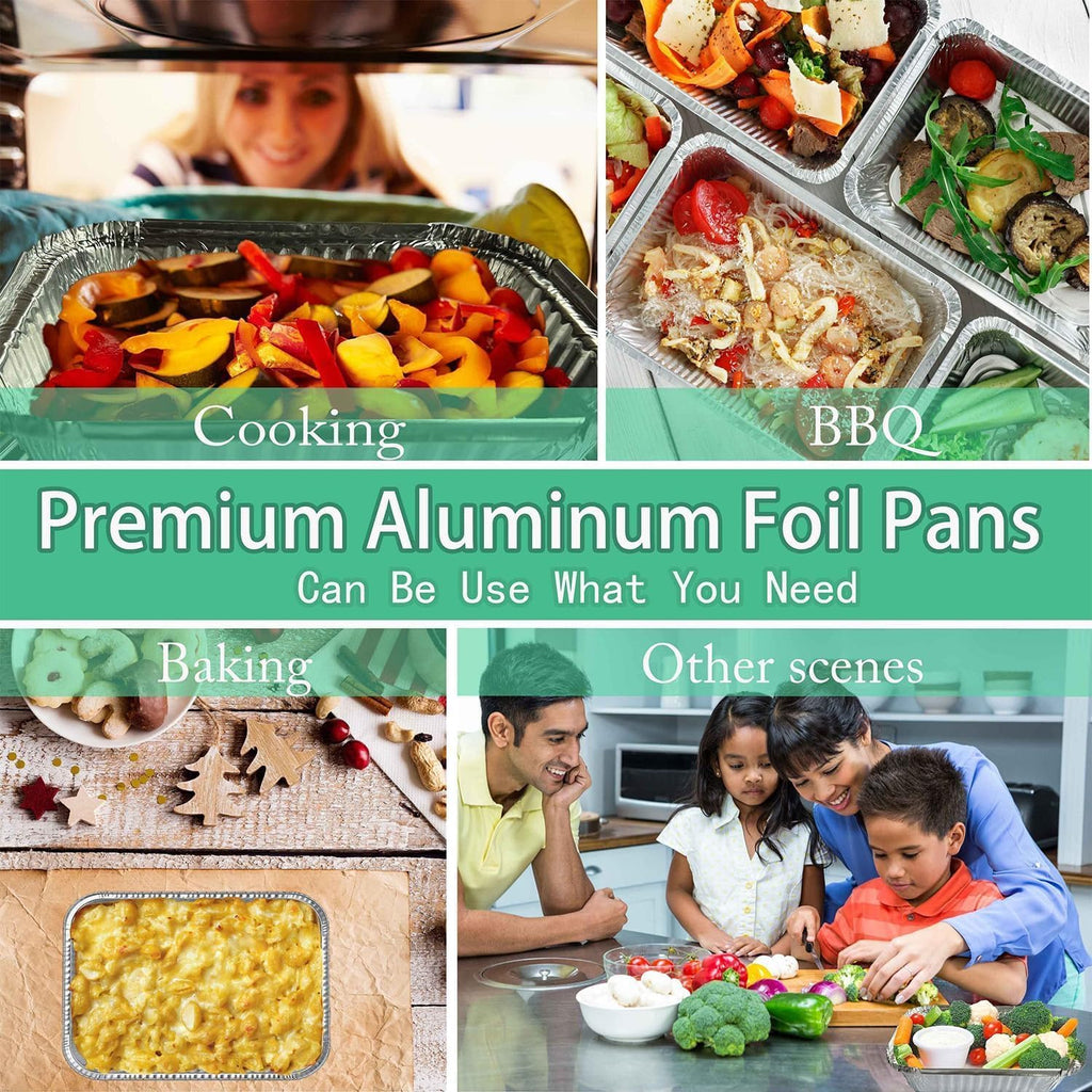 8.3"x6.2" 2.25LB Disposable Tin Foil Pans with Lids, 100 PACK