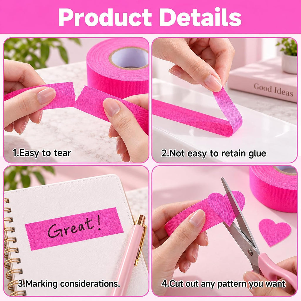 Pink Reflective Tape, 1 Roll High Visibility Electrical Tape 1 In x 33 Feet