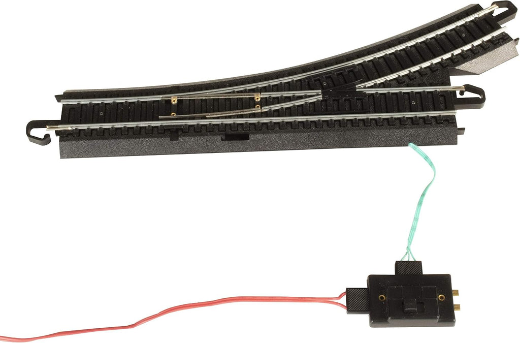 Trains - Snap-Fit E-Z TRACK REMOTE TURNOUT - LEFT (1/card) - STEEL ALLOY Rail With Black Roadbed - HO Scale