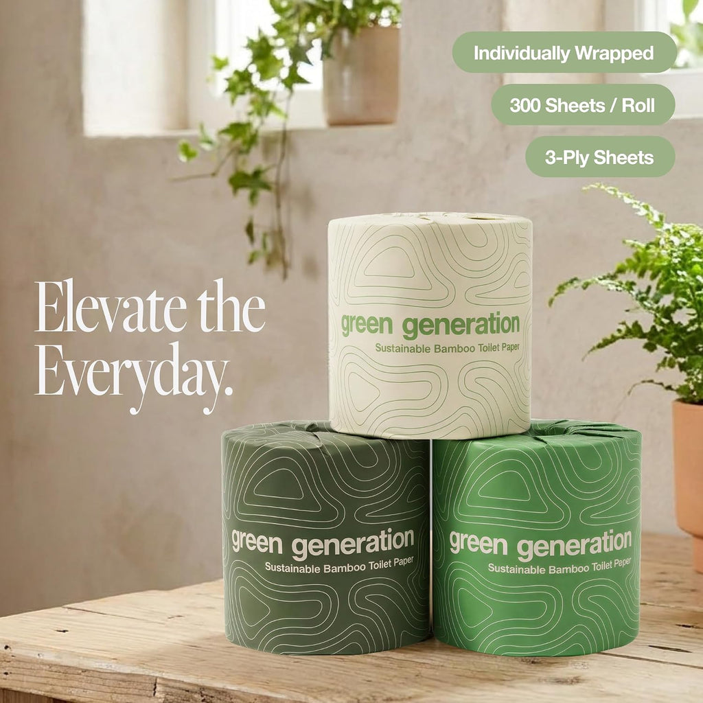 Super Soft Bamboo Toilet Paper - 3 Ply - 12 Mega Rolls - 300 Sheets Per Roll - Septic Safe - RV Safe - Organic