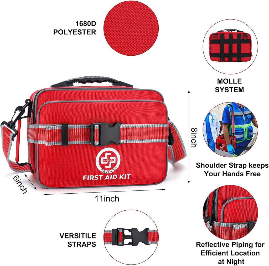 Professional 500 Piece Emergency First Aid Kit for Home, Car, Travel, Camping, Truck, Hiking, Sports, Office, Vehicle