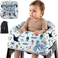 Reusable Baby High Chair Cover with Strap Pads & 2-Point Harness, Waterproof Washable Portable Seat Liner for Wooden