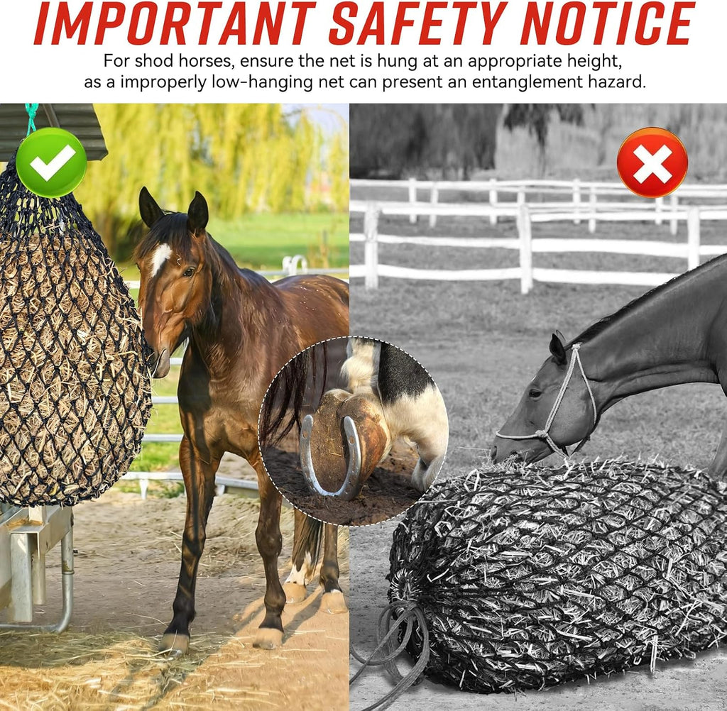 Slow Feed Hay Net, Square Bale PE Horse Hay Net with Drawstring