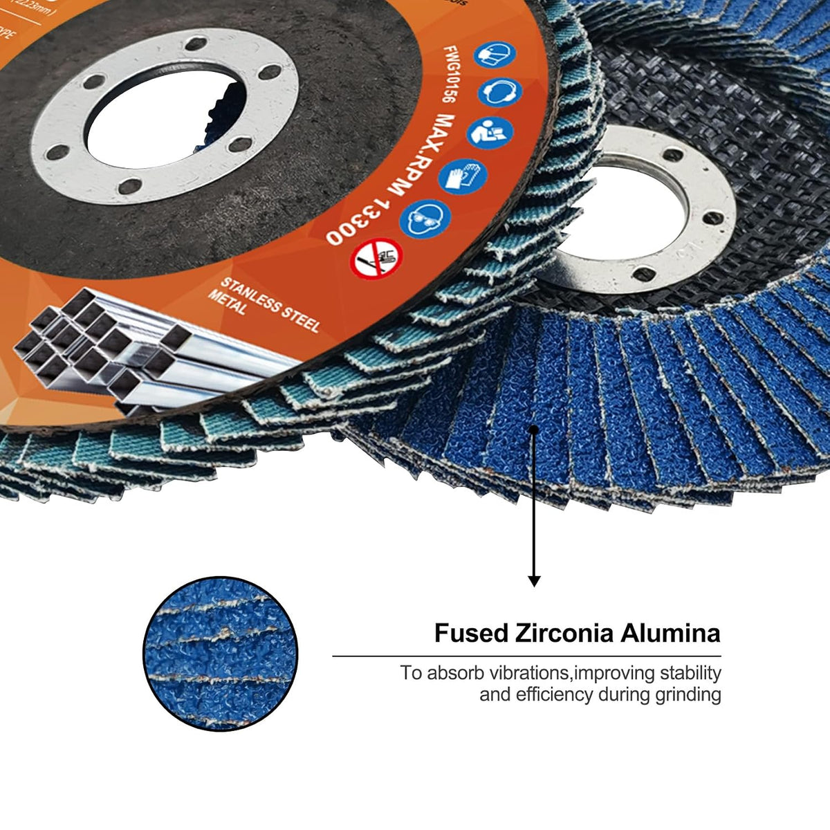 FEWELL 15Pcs 4.5inch Flap Discs for Metal, 40 Grit Sanding Disc