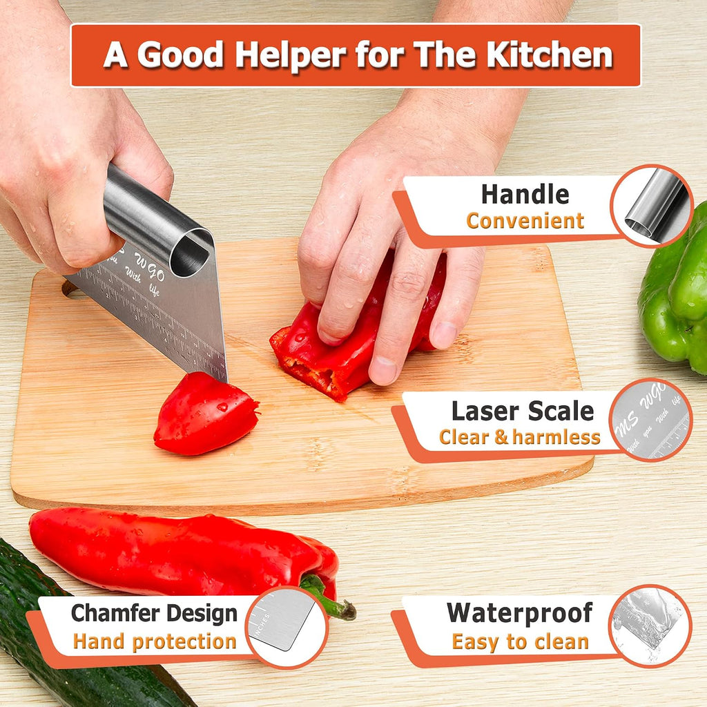 Pro Dough Pastry Scraper/Cutter/Chopper Stainless Steel Mirror Polished with Measuring Scale Multipurpose- Cake