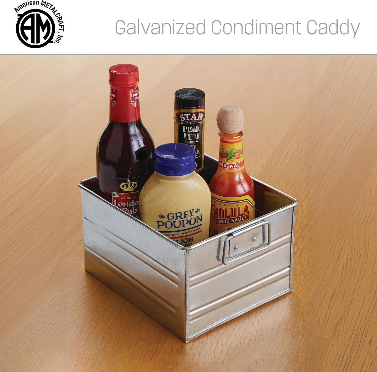 MTUB7 Galvanized Condiment Caddy, Galvanized, 7" Length, 5-3/4" Width, 4" Height