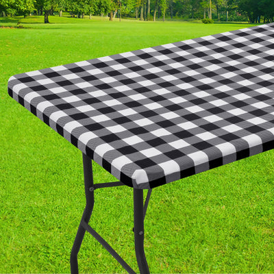 30x84 Picnic Table Cloth, Flannel Backed Fitted Vinyl tablecloths