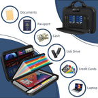 Hard Shell Fireproof Document Box with Combination Lock, 13 Pockets Accordion File Organizer, Important Document Safe