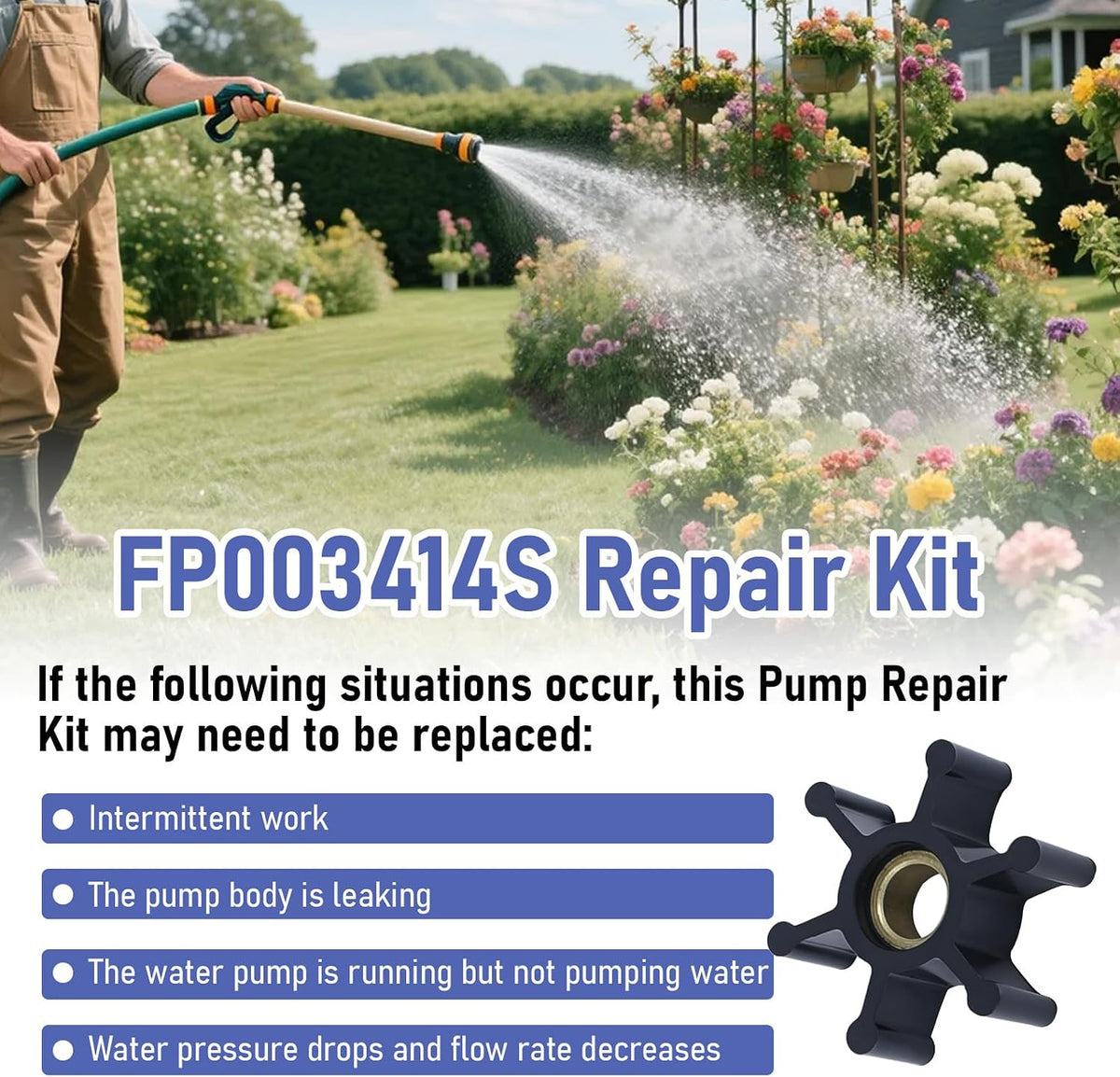 Pump Impeller Repair Kit FP003414S Fit for Flotec Pentair Shurflo