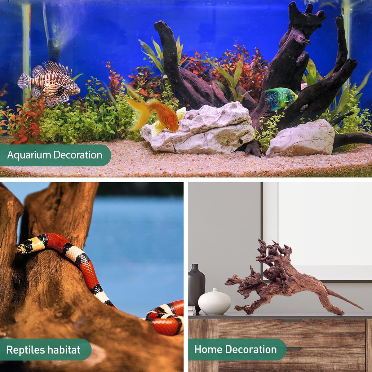 3 PCS Natural Driftwood for Aquarium Decor Fish Tank Decorations