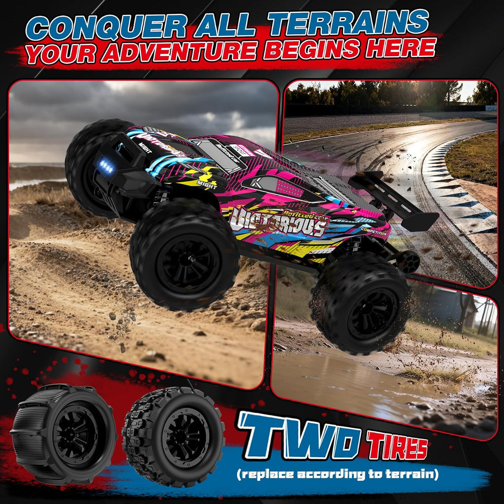 1:16 4WD Brushless rc Cars, 70+KM/H(Peak) High Speed Remote Car, RC Trucks 4X4 Offroad with 3000mAh Batteries, Boys