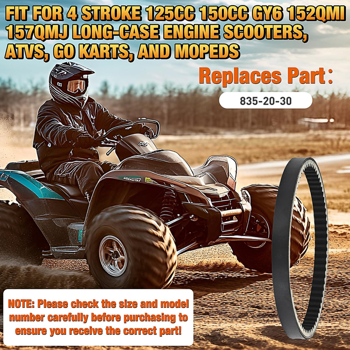 Nilight 835-20-30 CVT Drive Belt Replacement for 4-Stroke GY6 125cc 150cc