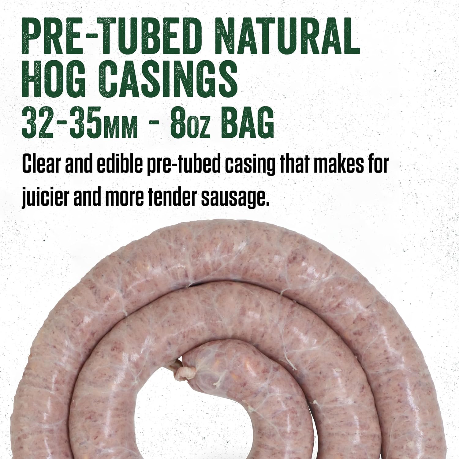 Products Pre-Tubed Natural Hog Casings, 32–35mm Edible Sausage Casings for Sausage Links, Hot Dogs, Pepperoni