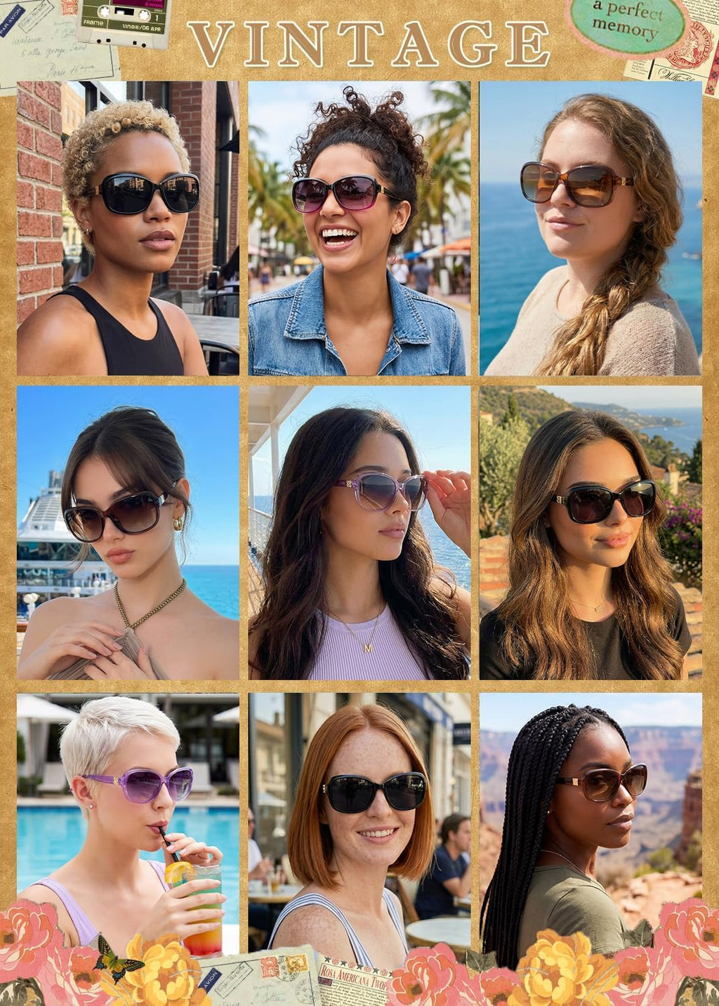 Polarized Sunglasses for Women, UV400 Protection | Retro Glasses for Driving & Outdoor, Anti-glare Reduces Eye
