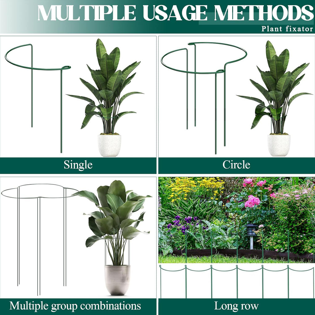 6-Pack 46.3” Plant Support Stakes, Steel Plant Cage & Peony Tomato Hydrangea Cage, Garden Stakes for Outdoor Plants