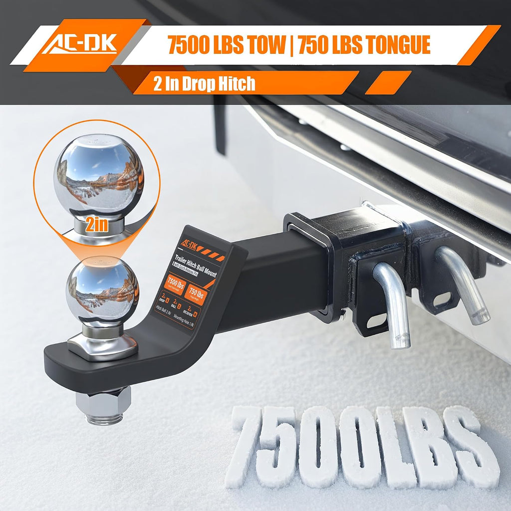Trailer Hitch Ball Mount with 2" Ball for 2-Inch Receiver