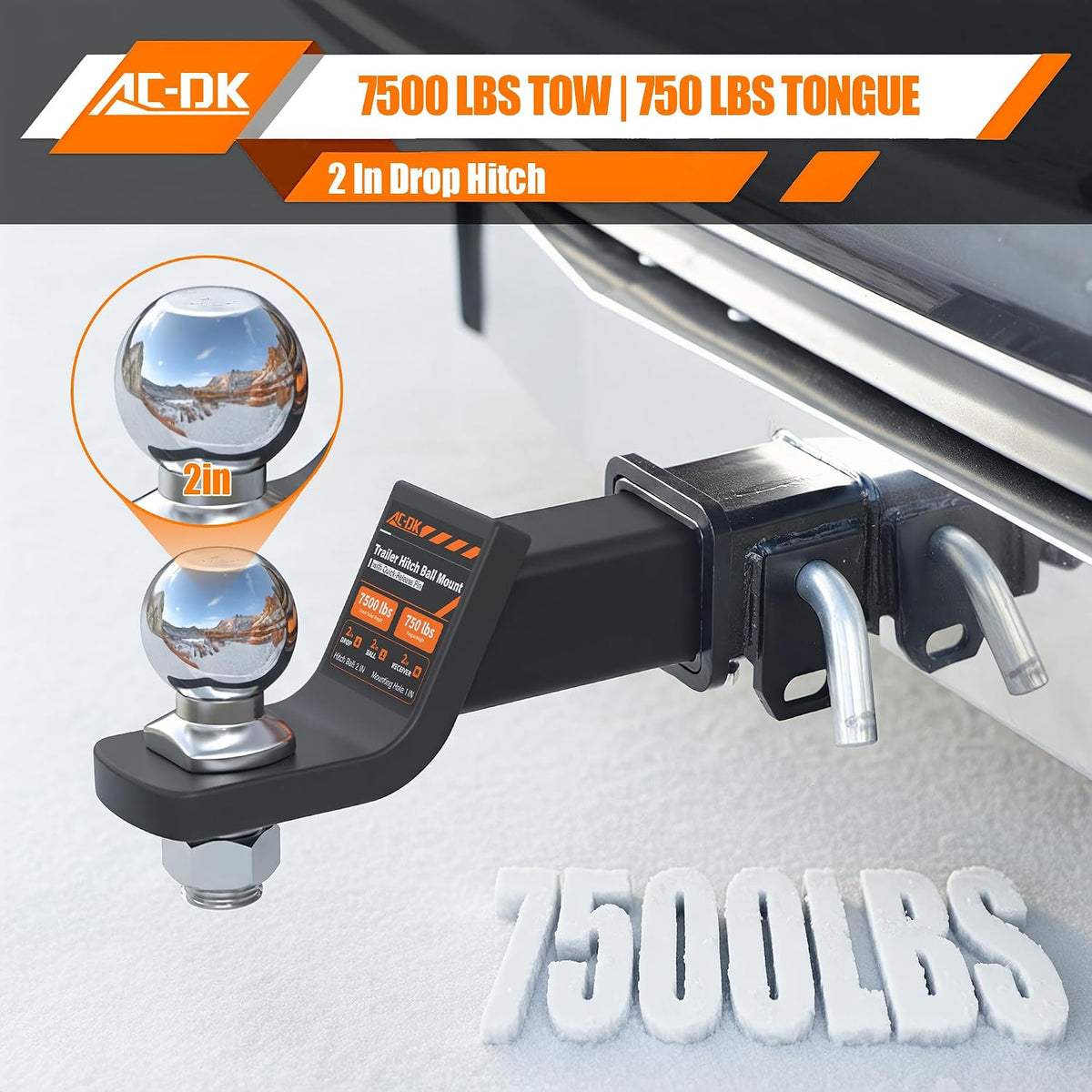 Trailer Hitch Ball Mount with 2" Ball for 2-Inch Receiver