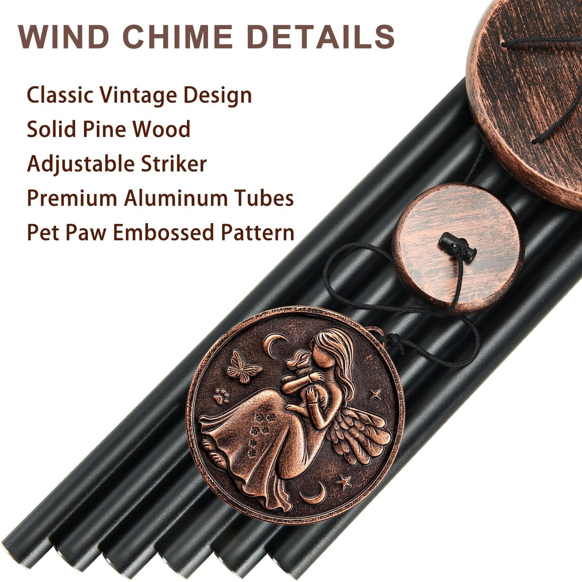 32" Pet Memorial Wind Chimes, Dog Memorial Gifts for Loss of Dog